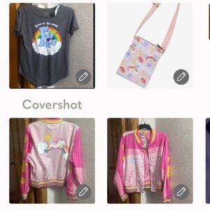 RARE Care Bear Jacket szXL+Grumpy bear💜tee+Loungefly Crossbody bag